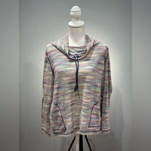 SALE! Multicolor Talbots Outlet Space-Dye Cowl Neck Top Size M EUC